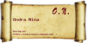 Ondra Nina névjegykártya